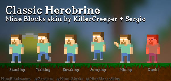 Mine Blocks - 'Classic Herobrine' skin by KillerCreeper + Sergio