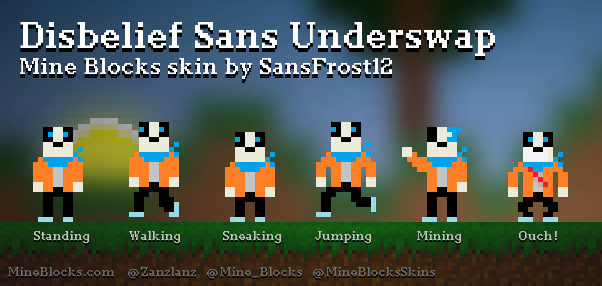 Mine Blocks Disbelief Sans Underswap Skin By Sansfrost12