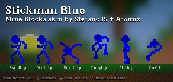 Mine Blocks - Stickman Blue skin by StefanoJS + Atomix